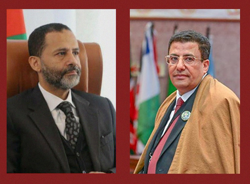 الشيخ حميد الأحمر رئيس الرابطة يهنئ النائب الجزائري فاتح بوطبيق بانتخابه رئيساً للبرلمان الإفريقي.